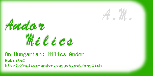 andor milics business card